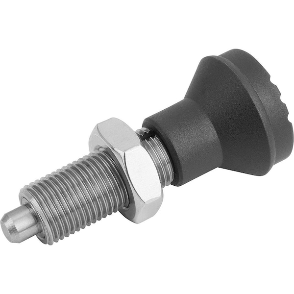 Indexing Plunger Wo. Groove Size:1 D1=M10X1, Form:H Stainless Steel, Not Hardened, Comp: Plastic,